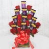 Red Roses with Chocolates: a classic combination featuring a bouquet of vibrant red roses paired with gourmet chocolates, ideal for any occasion.