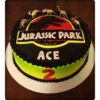 Jurassic-themed photo cake featuring vibrant dinosaur designs, perfect for birthdays and celebrations, with colorful and detailed decorations.