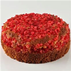 Red Cherished Plum Cake with rich, moist layers and vibrant red color, featuring plums throughout—ideal for festive occasions and celebrations.