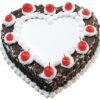 Heart Cherished Black Forest Cake featuring rich chocolate layers, cherries, and a heart-shaped design, ideal for special occasions.