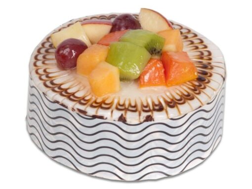 Mixed Vanilla Fruit Cake with a light vanilla base topped with an assortment of fresh, colorful fruits, beautifully presented for any occasion.