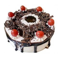 Cherry Black Forest Cake with layers of rich chocolate, cherries, and whipped cream, beautifully decorated for a classic and indulgent dessert experience.