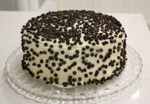 Vanilla Choco Chips Cake with moist vanilla layers and scattered chocolate chips, providing a perfect blend of flavors and textures.