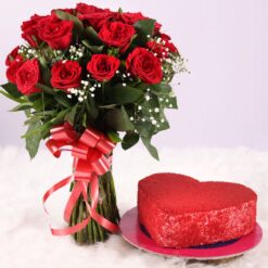 Romantic Red Roses Heart Combo featuring a heart-shaped arrangement of vibrant red roses, ideal for conveying love and special occasions.