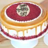 Cafe Elegance Red Velvet Cake featuring a rich red velvet base and smooth cream cheese frosting, ideal for an elegant and sophisticated dessert.