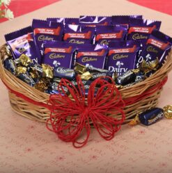 Choco Basket Cadbury Gift featuring an assortment of Cadbury chocolates arranged in an elegant basket, ideal for a thoughtful gift.