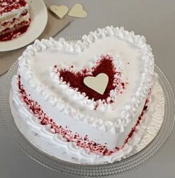 Delicious Velvety Heart Cake with smooth, rich flavors and a heart-shaped design, ideal for romantic occasions and special celebrations.