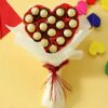 Ferrero Rocher Heart Bouquet featuring a heart-shaped arrangement of Ferrero Rocher chocolates, ideal for expressing love and affection.