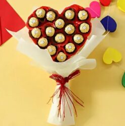 Ferrero Rocher Heart Bouquet featuring a heart-shaped arrangement of Ferrero Rocher chocolates, ideal for expressing love and affection.