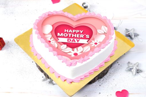 Heart-Shaped Mother's Day Cake with a classic heart design and delicious flavors, ideal for expressing love and celebrating Mom's special day.