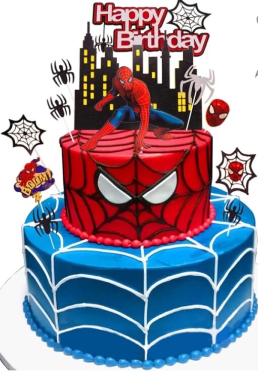 Designer Spiderman Cake featuring a detailed Spiderman design, ideal for superhero fans celebrating birthdays or special occasions.