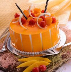 Mango Cherished Cake with a rich mango flavor and elegant design, ideal for celebrating and adding a touch of sweetness to special occasions.