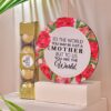 Mom Is My World Gift Hamper featuring a selection of treats and gifts, ideal for celebrating and honoring Mom with a thoughtful gesture.