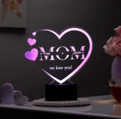 Mom's Love Glow Personalized LED Lamp, customizable with names or messages, creating a warm and heartfelt ambiance for Mother's Day.