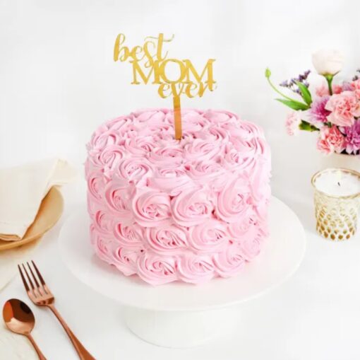 Mom's Peach Petal Cream Cake adorned with soft peach petals and creamy layers, an exquisite dessert for Mother's Day or special celebrations.