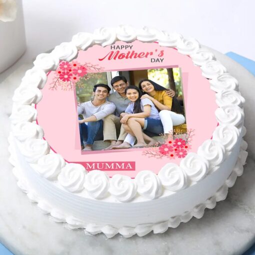 Mom's Picture Perfect Cake with custom images and a beautiful design, perfect for a personalized and memorable Mother's Day celebration.