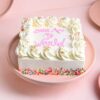 Mom's Pineapple Delight Square Cake featuring a delicious square-shaped pineapple-flavored cake, beautifully decorated for a special celebration or Mother's Day