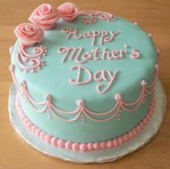 Mom's Rose Garden Blue Cake with elegant blue rose decorations, ideal for a sophisticated and memorable Mother's Day celebration.