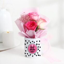 Charming mug filled with vibrant flowers, designed as a unique and thoughtful gift for Mom, perfect for brightening her day.