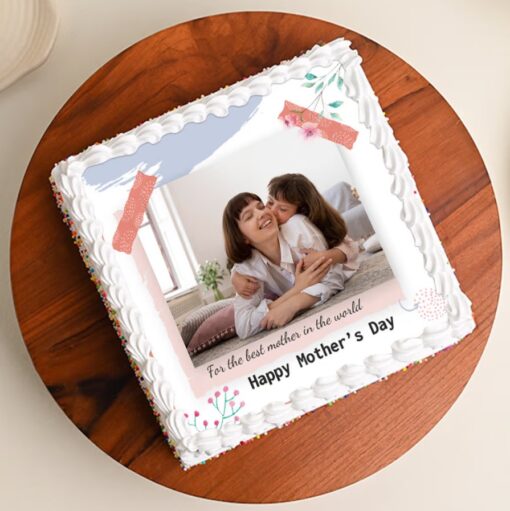 Mom's Special Photo Memory Cake decorated with personalized photos and vibrant colors, perfect for unique celebrations and memorable moments.