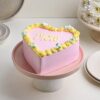 Mom's Sweet Pink Heart Affection Cake decorated in soft pink with heart-shaped design, perfect for expressing love on special occasions.