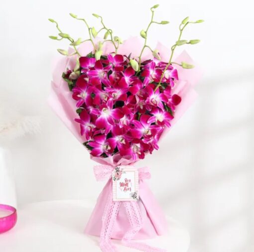 Orchid Elegance for Mom – Graceful Arrangement of Orchids to Celebrate and Honor Mom with Sophisticated Beauty