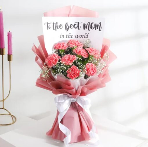 Pink Carnation Blessing for Mom – Elegant Arrangement of Pink Carnations to Express Love and Appreciation