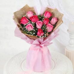 Pink Rose Elegance Bouquet – Beautiful Arrangement of Pink Roses for a Graceful and Elegant Gift