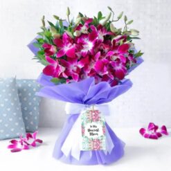 Purple Orchid Elegance for Mom's Day – Exquisite Arrangement of Purple Orchids to Celebrate and Honor Mom with Sophistication