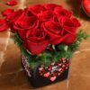 Red Roses in 'Love You' Sticker Vase – Romantic Floral Arrangement with Heartfelt Message