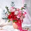 Romantic bouquet featuring a stunning arrangement of vibrant flowers, ideal for expressing love and affection on special occasions.