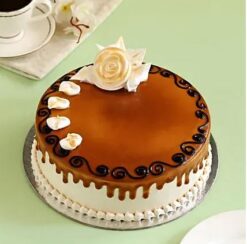 Rose Caramel Cake with rich caramel layers and elegant rose decorations, ideal for adding a touch of sophistication to special occasions.