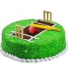 Cricket-themed cake with sporty decorations and details, ideal for cricket enthusiasts celebrating a special occasion.