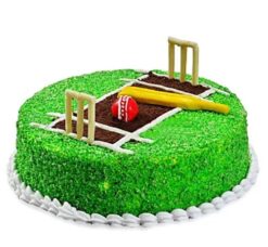 Cricket-themed cake with sporty decorations and details, ideal for cricket enthusiasts celebrating a special occasion.