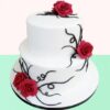 Rosy Vanilla Tier Cake with elegant vanilla layers and charming rose decorations, ideal for adding a touch of sophistication to special events.