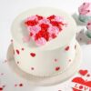 Rose Heart Valentine Cake featuring a heart-shaped design with elegant rose decorations, ideal for a romantic Valentine's Day celebration.