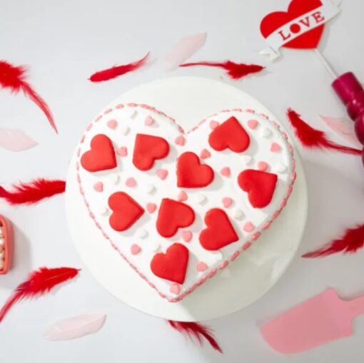 Heart Shaped Love Cake featuring a romantic heart design, ideal for celebrating love and special moments with a touch of elegance.