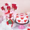 Rose Bouquet & Cake featuring a stunning bouquet of roses paired with a delectable cake, ideal for special occasions and gifts.