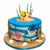 Cute Baby Shark Cake with a playful Baby Shark design, featuring vibrant colors and details, ideal for kids' parties.