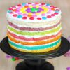 Rainbow Cake showcasing vibrant, multi-colored layers and a festive design, ideal for adding a splash of color to any celebration.