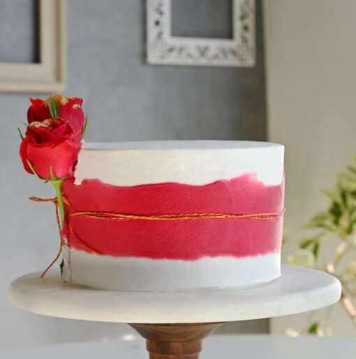 Red Rose Pineapple Cake featuring a pineapple-flavored cake decorated with elegant red roses, ideal for special occasions and celebrations.