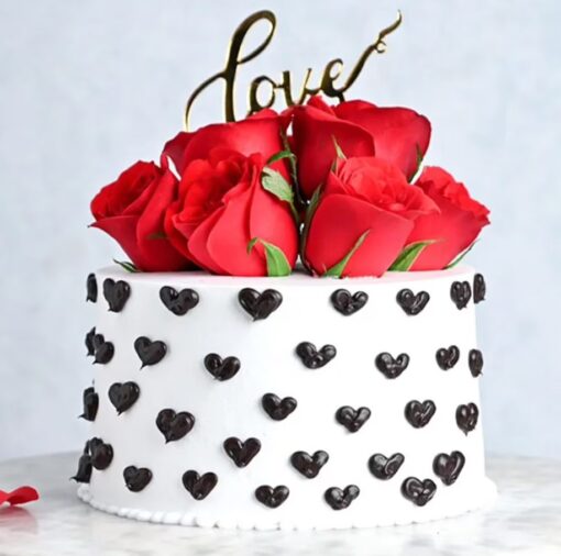 Valentine Special Choco Vanilla Cake with layers of rich chocolate and creamy vanilla, ideal for a romantic Valentine's Day treat.