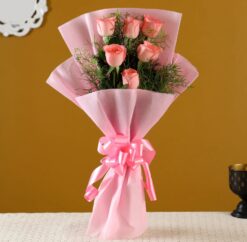 Delicate Love Pink Roses Bunch featuring a bouquet of soft pink roses, ideal for conveying affection and enhancing special occasions.