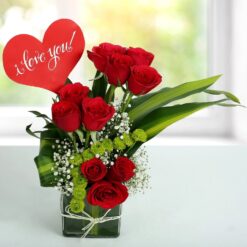 Lovely Red Roses Arrangement featuring a beautiful bouquet of vibrant red roses, ideal for conveying love and celebrating special events.