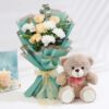 Tranquil Turquoise Comfort floral arrangement featuring soothing turquoise flowers and lush greenery, ideal for enhancing relaxation and tranquility in any setting.