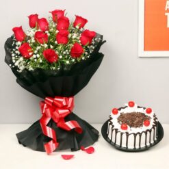 Roses and Cake, featuring beautiful roses and a delicious cake, perfect for celebrating special moments and adding elegance to any occasion.