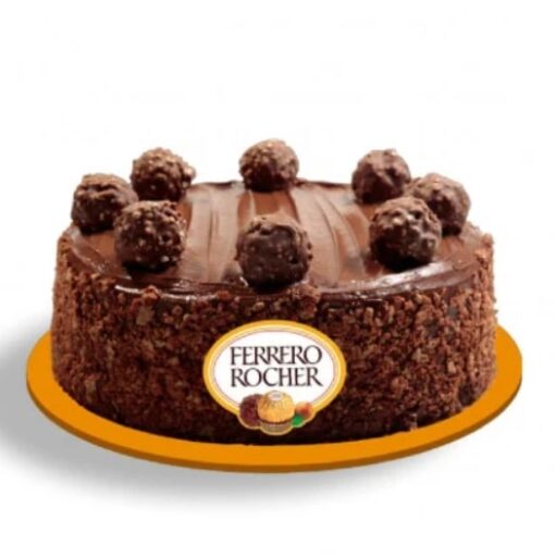 Ferrero Rocher Cake with rich chocolate layers and Ferrero Rocher chocolates, ideal for chocolate lovers and adding a special touch to any occasion.