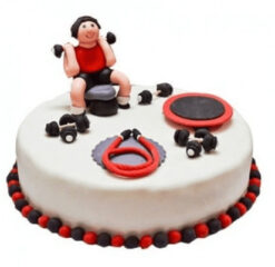 Special Gym Workout Cake with fitness-themed decorations and designs, perfect for celebrating achievements and dedication in a fun and personalized way.