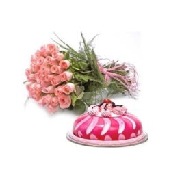 Pink Strawberry Cake Combo with a delightful pink strawberry cake and complementary treats, ideal for adding sweetness to any celebration.