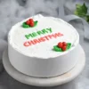 Delicious Vanilla Christmas Cake with rich vanilla flavor and festive decorations, ideal for adding a touch of sweetness to holiday celebrations.